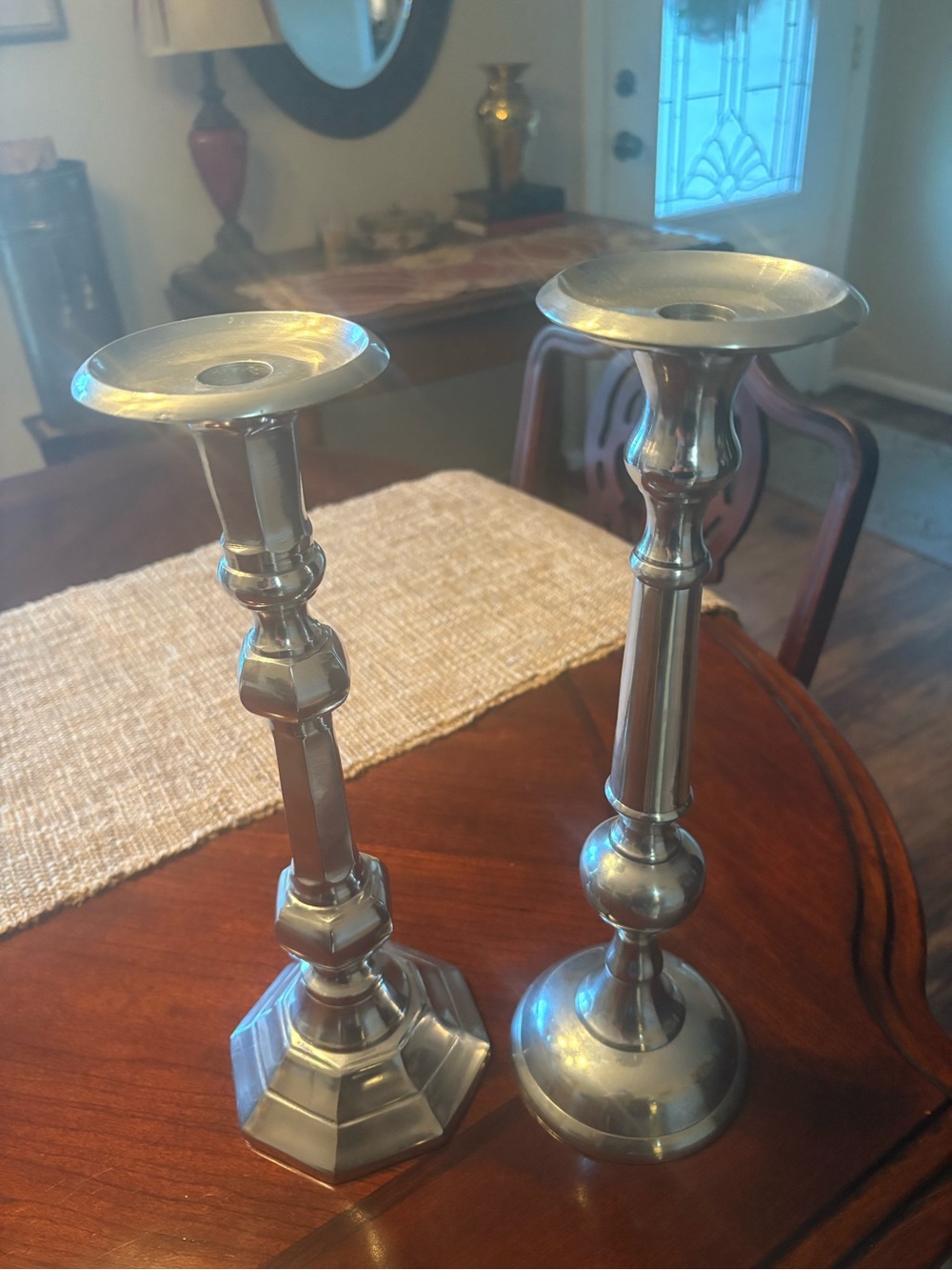 Classic Silver Metal Candlestick Pair - Elegant Home Accents